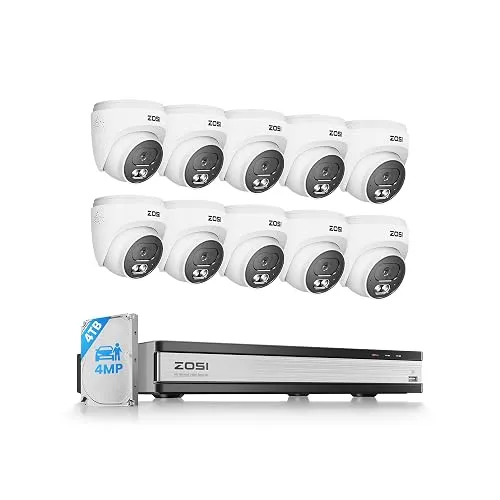 ZOSI C220 16CH 4K NVR, 10×4MP Domes, 4TB