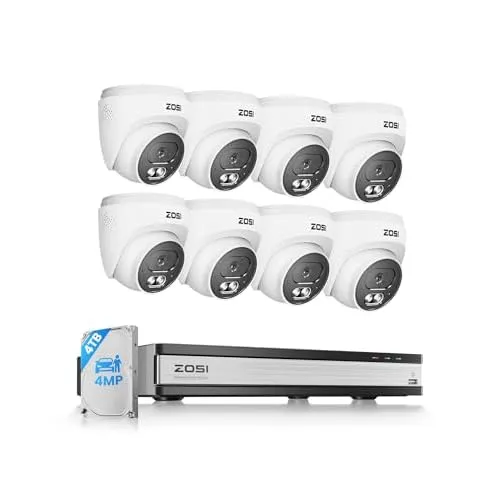 ZOSI C220 16CH 4K NVR, 8×4MP Domes, 4TB