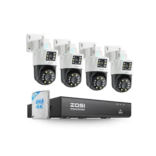 ZOSI C298 8CH 4K PoE, 4×8MP Dual-Lens PT, 2TB